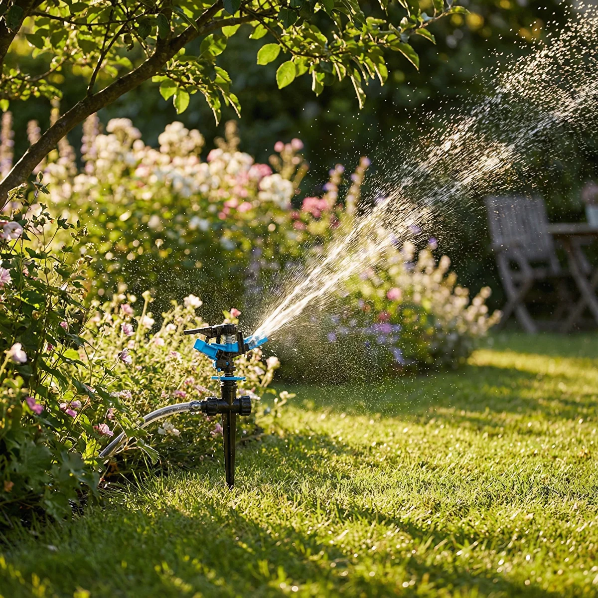 4'lü 360 Derece Döner Bahçe Fıskiyesi Seti 206 M² Sulama Alanı Ayarlanabilir Çim Sulama Sprinkleri
