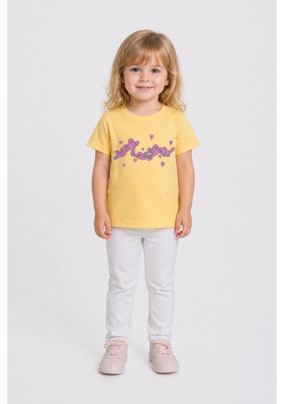 Yale Kids 1 4 Yaş Kız Çocuk %95 Pamuklu Tişört Sarı