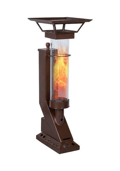 Etinova Compact İf-18 Camlı Alev Lambası Dış Mekan Pelet Soba - Kahve