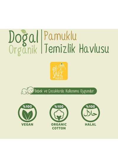 Sleepy Doğal Organik Pamuklu Temizlik Havlusu 50 Yaprak 6 Lı Paket