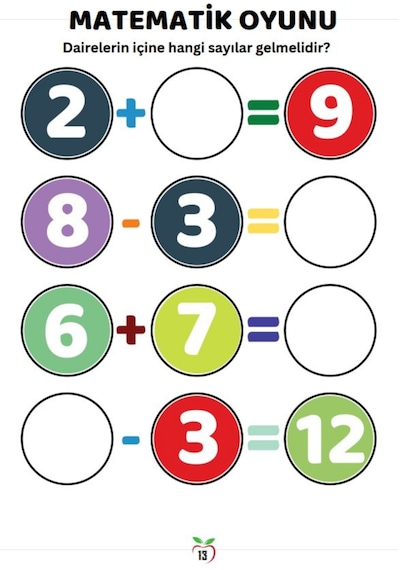 Okul Öncesi Ve 1.2. Sınıflar Matematik Oyunu Yaz - Sil Kitabı