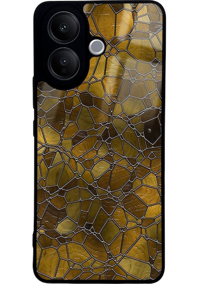 Vivo V60 Lite Kahve Geometrik Tasarımlı Glossy Telefon Kılıfı Çok Renkli