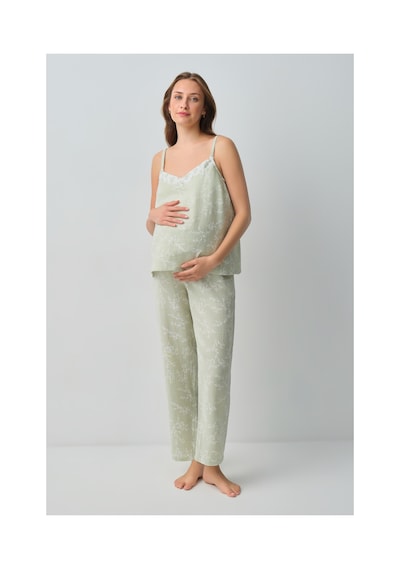 Suwen Cindy Pamuklı Hamile Lohusa Pijama Takımı Wsh1051018655 Yeşil