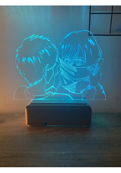 Attack On Titan Mikasa - Eren 16 Renk Gece Lambası