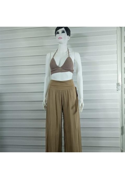 Bohem Stil Italyan Korse Belli Astarlı İpek Pantolon Camel