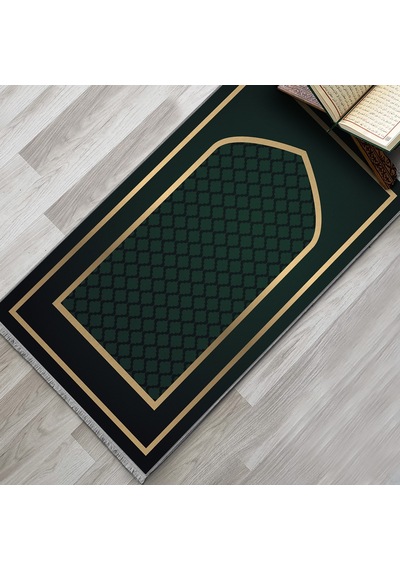 Evaşk Namazlık Dokuma Halı Kaymaz Muslumana Seccade66x113 Yeşil EVASK807C80
