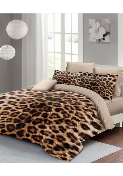 Leopar Desenli Çift Kişilik Nevresim Takımı, Pamuk Saten, Monohome67304 Diğer