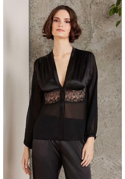 Pierre Cardin 6005 Kadın Saten Dantelli 6'lı Set-siyah Siyah