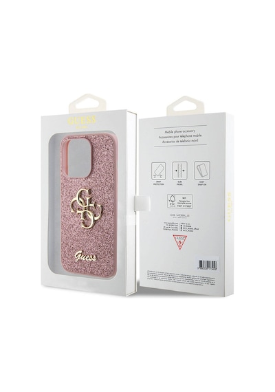 Apple Uyumlu iPhone 15 Pro Max Kılıf Guess Lisanslı 4g Büyük Metal Logolu Glitter Kapak Siyah
