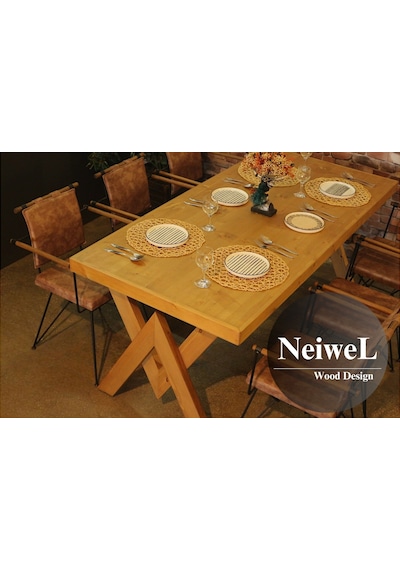 Neiwel Hias Doğal Ahşap Yemek Masası-100-280 Açık Ceviz