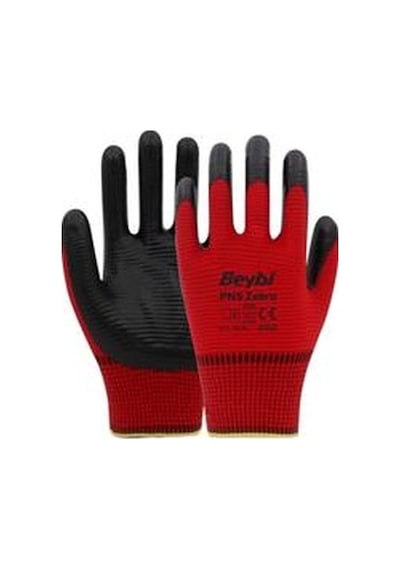 Beybi Nitril Pmk Pn5 Zebra Kırmzı Siyah 9 Beden 12Li Paket