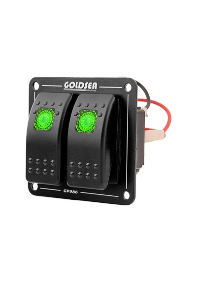 Goldsea Switch Panel Slim Model 2 Anahtar Yeşil Led 12 - 24V Yeşil