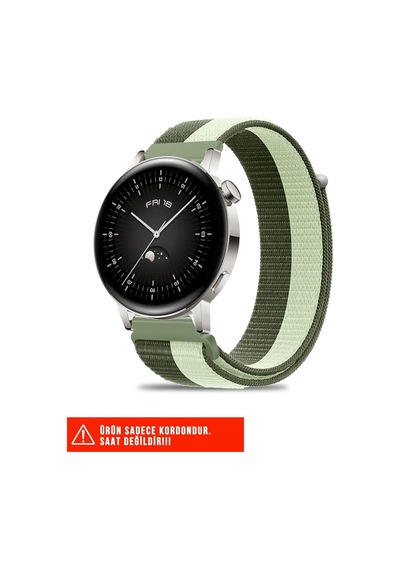 Huawei Watch Gt/gt2/gt3 Elegant 42mm İle Uyumlu Hasır Örgü Spor Naylon Kordon, Yeşil, 20mm