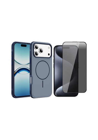 Vendas Apple iPhone 17 Pro Uyumlu Joko Neksa M-safe Kapak + Privacy Cam Ekran Koruyucu Lacivert
