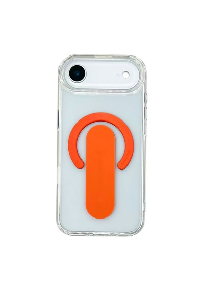 Apple iPhone 17 Air Magsafe Uyumlu Standlı Şeffaf Kılıf Turuncu