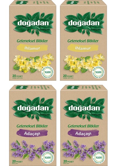 Doğadan Ihlamur Ve Adaçayı 20 Li Bardak Poşet 4 Lü Karma Paket