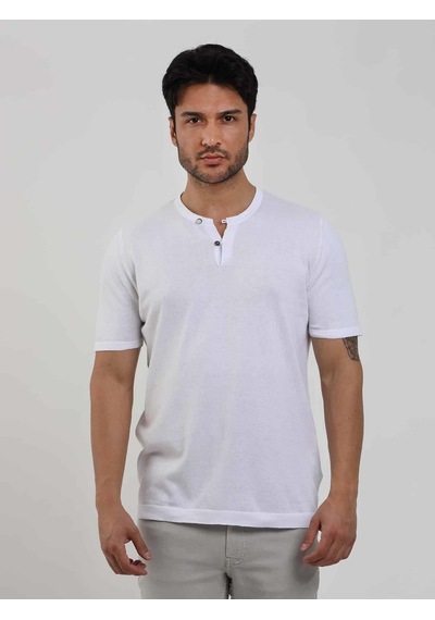Dufy Beyaz Erkek Slim Fit Düz Düğmeli O Yaka Kazak - 104626-beyaz Beyaz