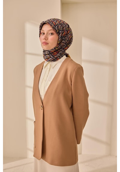 Silk Home Aura Eşarp 140006-25 Koyu Lacivert, Hardal, Turuncu, Vizon