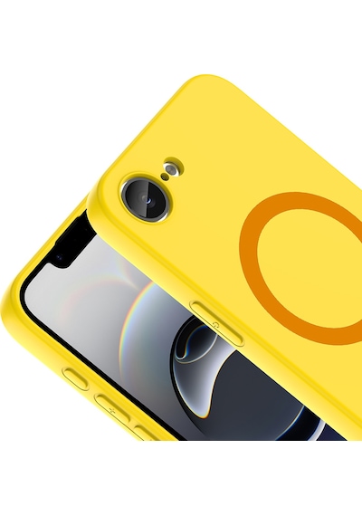 Maks Technology iPhone Uyumlu 16e Kılıf M-safe Şarj Özellikli Mkst Aris Silikon Kapak - Sarı