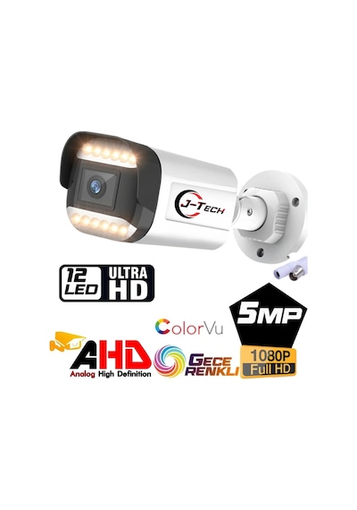 J-tech 7070 5mp 12 Led Sony Lens Gece Renkli Warm Light 1080p Ahd Güvenlik Kamera