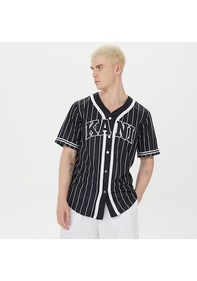 Karl Kani Serif Pinstripe Baseball Erkek Siyah Gömlek Düz Km221-115 Siyah