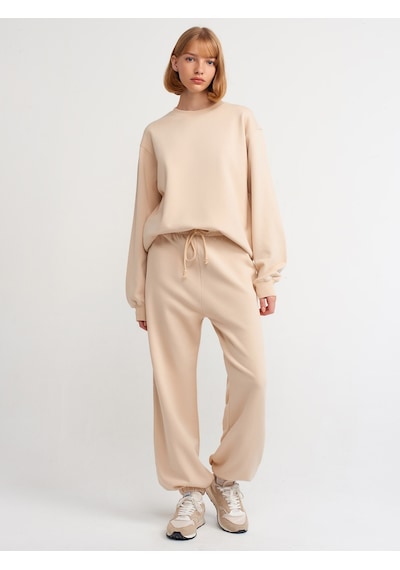 Dilvin Basic Jogger Pantalon  Bej Açık Bej