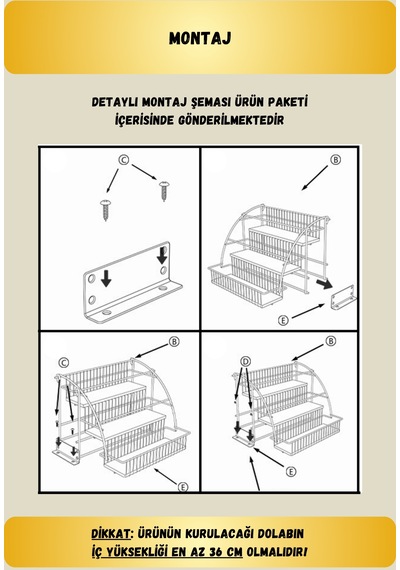 Dolap İçi Hareketli Baharatlık Düzenleyici Metal Baharatlık Stand Siyah