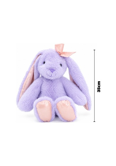 Pembe Fiyonklu Mor Peluş Tavşan 35 Cm Çok Renkli