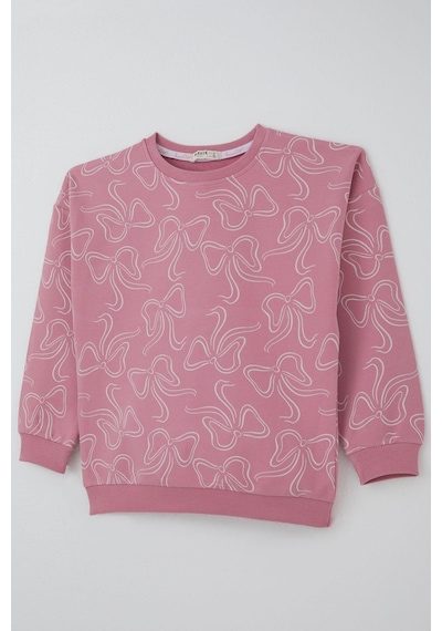 Breeze Kız Çocuk Eşofman Takımı Kurdele Desenli Bel Kısmı Lastikli 9-14 Yaş, Pembe Pembe
