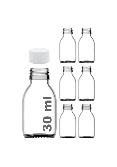 Ayrex 30 Ml Sızdırmaz Kapaklı Şeffaf Shot Şişesi 30 Cc Ginger Şat Beyaz Cam Şişe 6 Adet Kilitsiz Plastik Beyaz Diğer