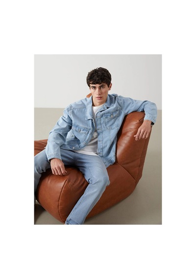 LC Waikiki Lcw Jeans Standart Kalıp Erkek Jean Ceket Lıght Indıgo Rod