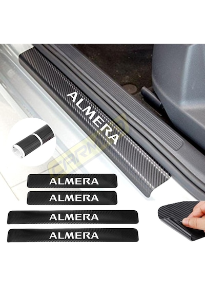 Nissan Almera Karbon Kapı Eşiği Sticker (4 Adet)
