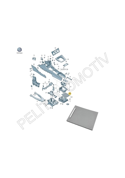 Passat B6 (2006-2011) Orta Konsol Sürgülü Kapak 3C0857503  Gri
