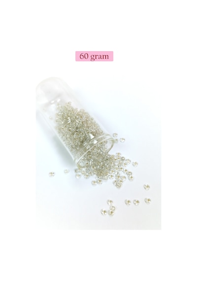 Dökme Cam Kum Boncuk 8/0 3 Mm - 60 Gram - Şeffaf Beyaz - Bnc197