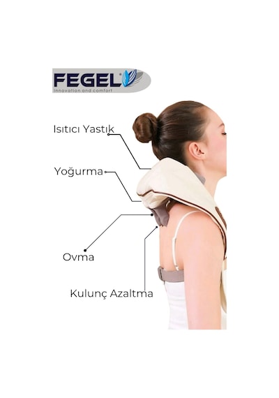Fegel FG-687 Isıtmalı 3D Shiatsu Şarjlı Kablosuz Omuz ve Boyun Masaj Cihazı