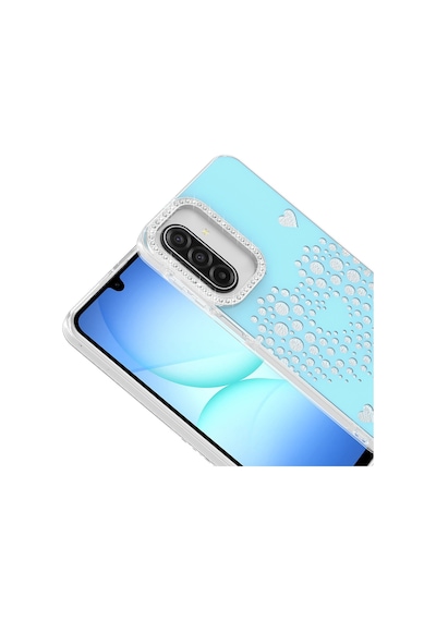 Maks Technology Samsung Galaxy Uyumlu A17 Kılıf Damla Taşlı Mkst Rivas Sert Pc Kapak - Mavi