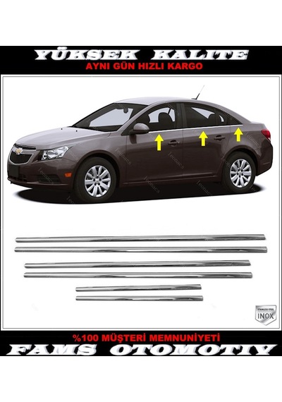 Chevrolet Cruze Sedan Krom Cam Çıtası 6 Prç. 2009 Üzeri P. Çelik