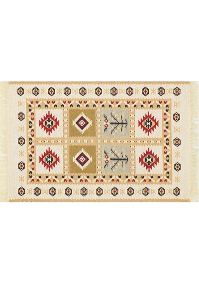 Red Yıkanabilir Çift Taraflı Modern Desenli Dokuma Kilim
