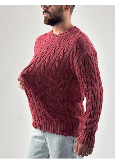 Cocopelli Bordo Triko Erkek Sweatshirt Coc1025 Bordo