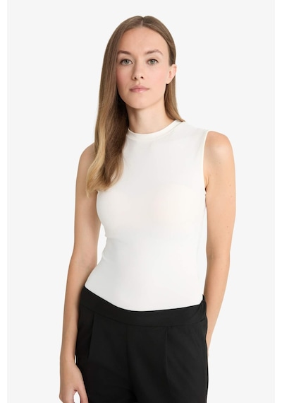 Defacto Slim Fit Dar Kesim Yarım Balıkçı Yaka Kolsuz Çıtçıtlı Body F9794ax25hser105 Ekru