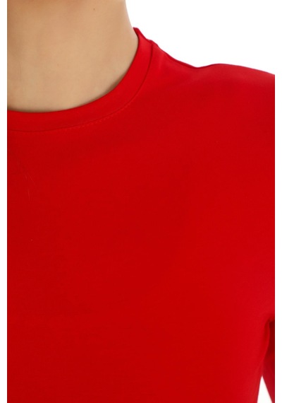 Penyebizden Likralı Pamuk Crop Tişört- Slim Fit-kırmızı