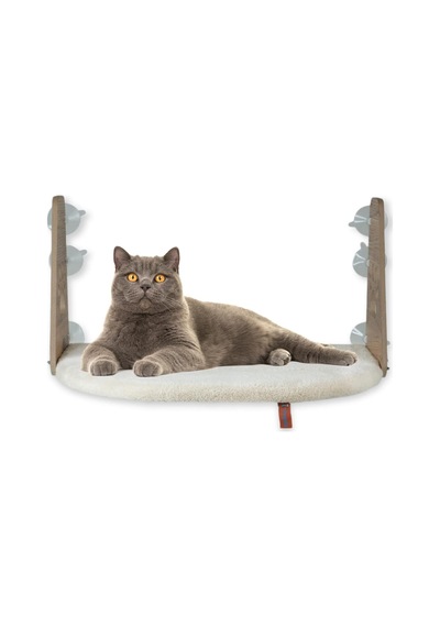 Cam Yatağı Vantuzlu Kedi Cam Yatağı Pugalo Vantuzlu Yatak Krem