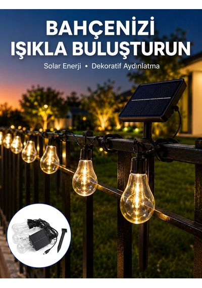 Mey İthalat Solar Led Ampul Işık Dış Mekan Bahçe Pergola Balkon Dekoratif Aydınlatma Belirtilmemiş