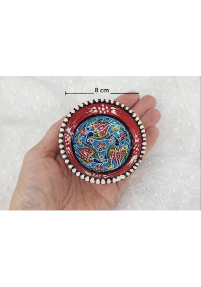El Yapımı Çini Kase 8 Cm Çerezlik, Sosluk Ve Sunumluk Dekoratif Seramik Kase çok renkli
