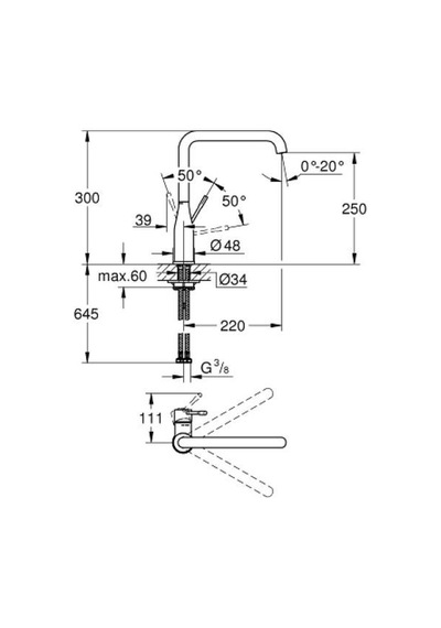Grohe Essence 30505KF0 Tek Kumandalı Eviye Bataryası Phantom Siyah