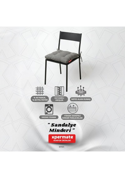 Pötikareli Sandalye Minderi 40x40 Pofidik Piknik Minderi Siyah
