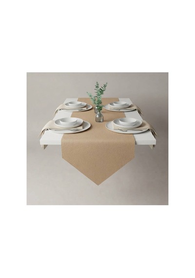 Kk Swords 4+1 Adet Deri Amerikan Servis+runner Set 4 Amerikan Servis -1 Runner Supla Decor Masa Decoru Bej