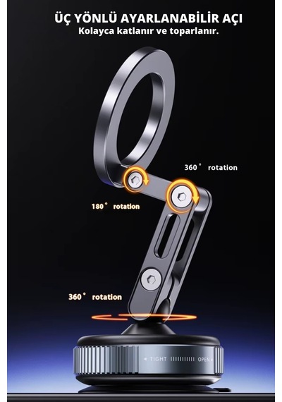 Wearfitpro W53 Alüminyum Alaşımlı Vantuzlu Telefon Tutucu 360 Döner Esnek Kol Cam Fayans Ahşap Ve Araç Uyumlu Gri