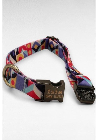 Caramelos İsimli Köpek Tasması, Yavru Köpek Tasması, Küçük Irk Köpek Tasması, Metal Kilit, 1,5 Cm Çok Renkli