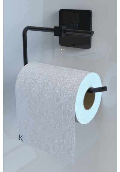 Karteya Yapışkanlı Siyah Tuvalet Kağıdı Tutacağı/tuvalet Wc Kağıtlık Siyah